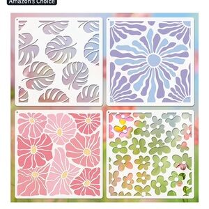 Butterfly Wall Art stencils and 4 design stencils flower modern retro design